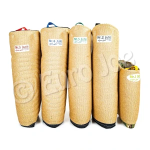 Jutowe nogawki do gryzienia z zapięciem na rzep